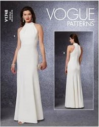 1748 Vogue Easy Halter High Neck Floor Length Close Fit Dress Lengths Pattern 12-20 New